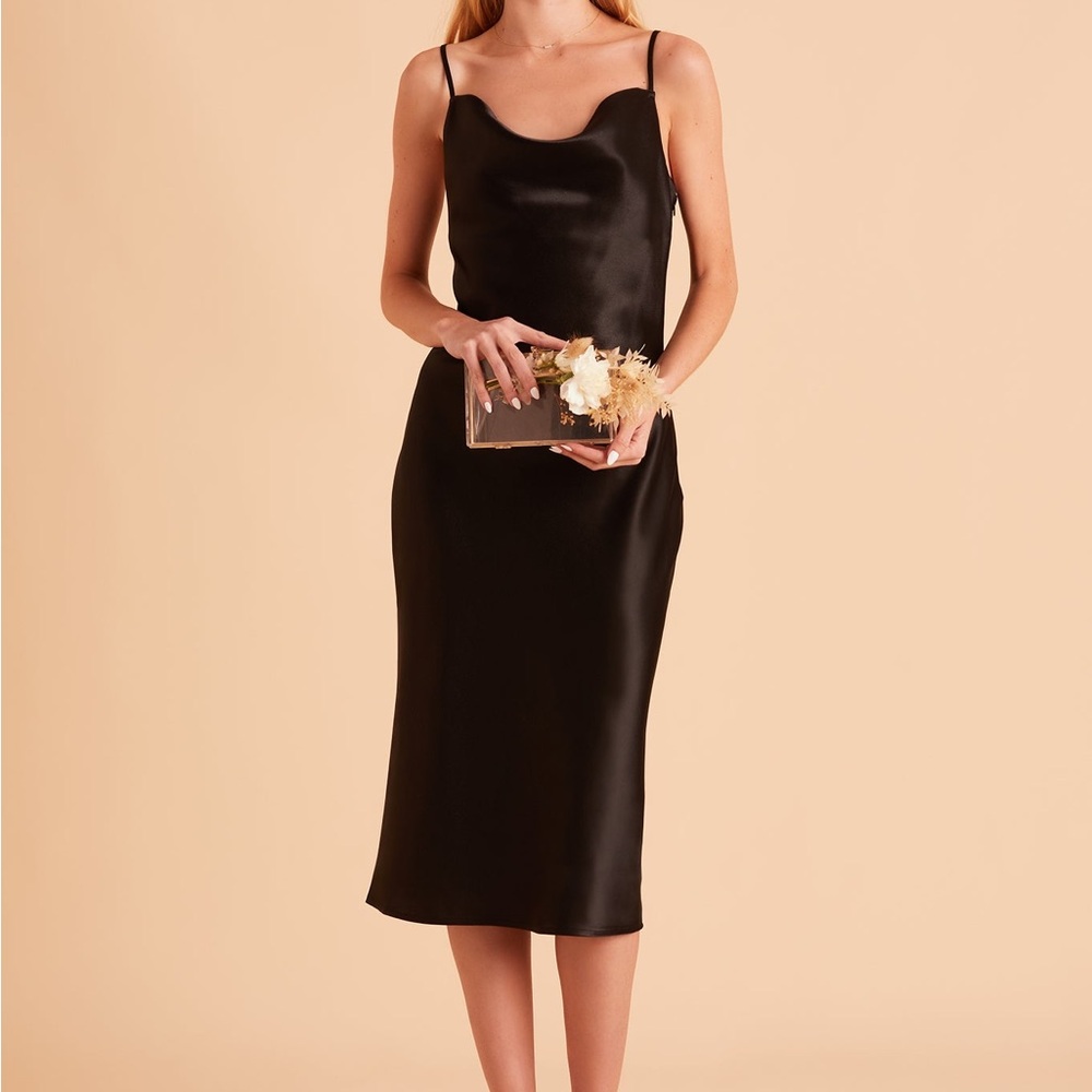Birdy Grey Black Satin Midi Dress